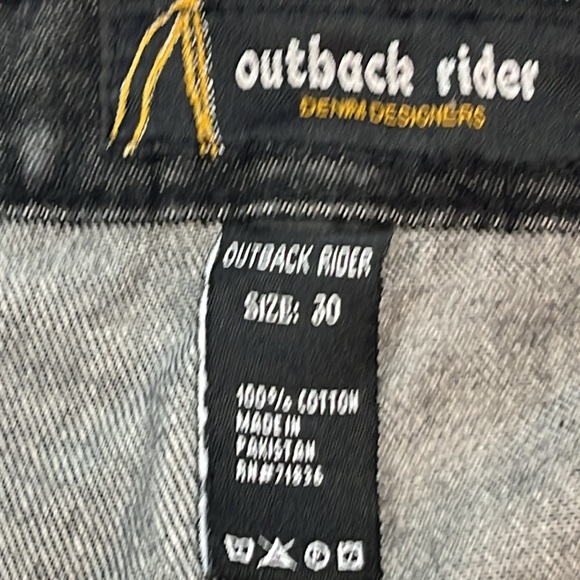 Outback rider BLACK frayed JEAN SHORTS RED stitch pockets Y2K men 30 STREET WEAR - Picture 2 of 12